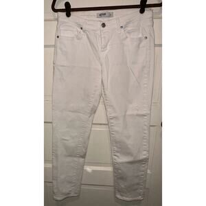 JB Just Black Jeans Size‎ 26 (27.5x26) Slightly Distressed White Boyfriend Ankle